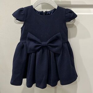 Baby girl navy bow dress. Size 9-12M